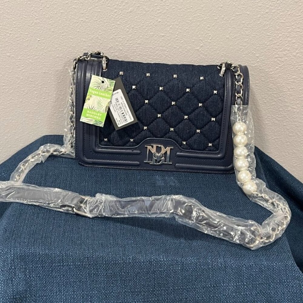Badgely Mischka Denim Studded Crossbody NWT
